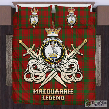MacQuarrie (McQuarrie) Tartan Bedding Set with Clan Crest and the Golden Sword of Courageous Legacy