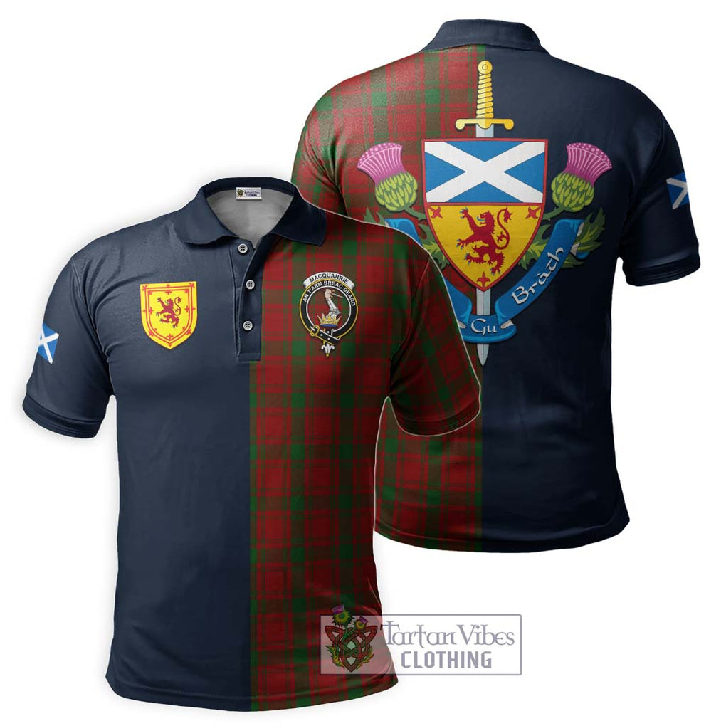 Tartan Vibes Clothing MacQuarrie Tartan Polo Shirt with Scottish Lion Royal Arm Half Style