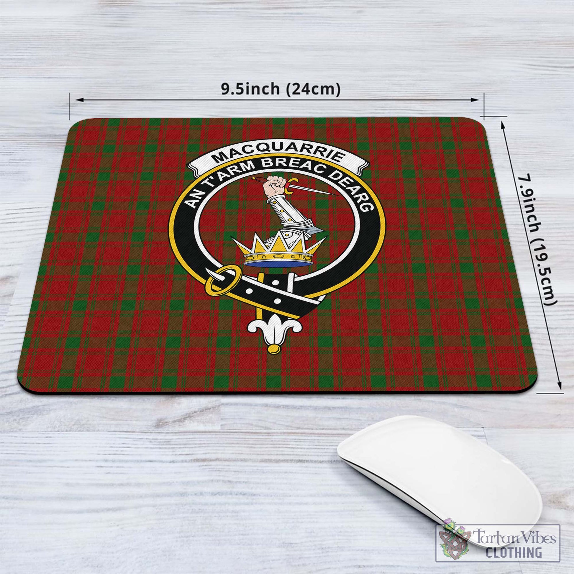 Tartan Vibes Clothing MacQuarrie Tartan Mouse Pad with Family Crest
