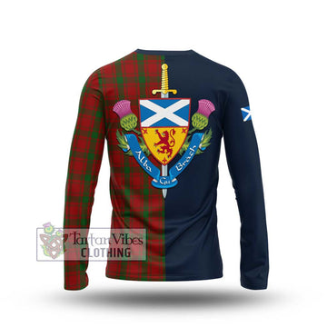 Tartan Vibes Clothing MacQuarrie Tartan Long Sleeve T-Shirt with Scottish Lion Royal Arm Half Style