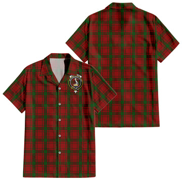 MacQuarrie Tartan Short Sleeve Button Down Shirt with Family Crest