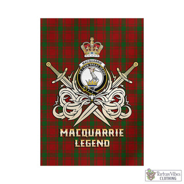 MacQuarrie (McQuarrie) Tartan Garden Flag with Clan Crest and the Golden Sword of Courageous Legacy