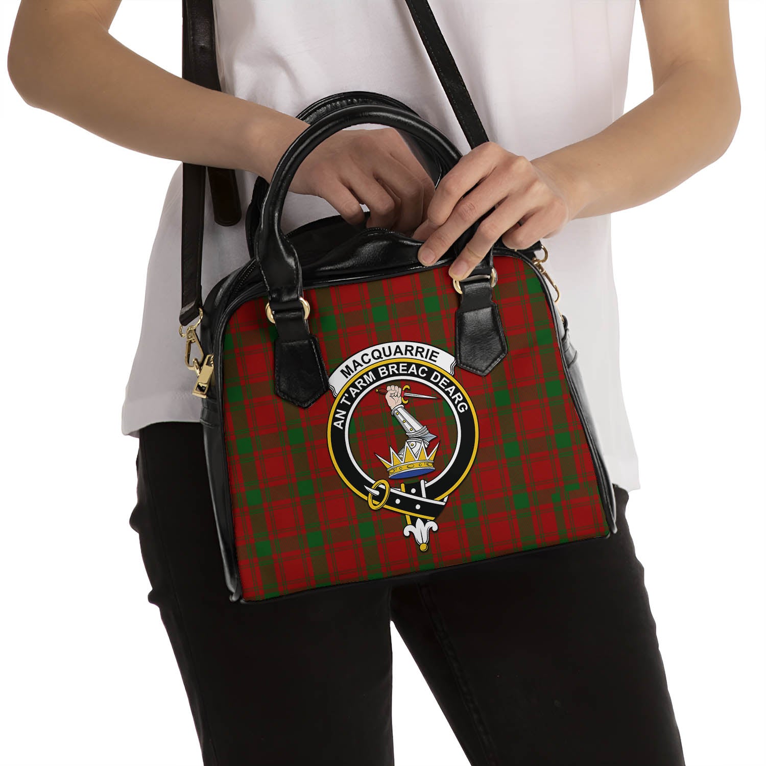 MacQuarrie Tartan Shoulder Handbags with Family Crest - Tartanvibesclothing