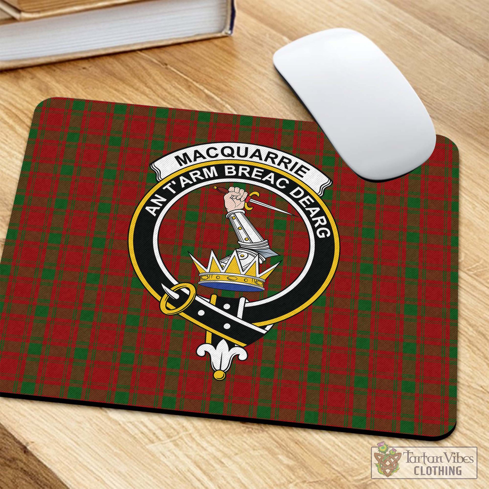 Tartan Vibes Clothing MacQuarrie Tartan Mouse Pad with Family Crest