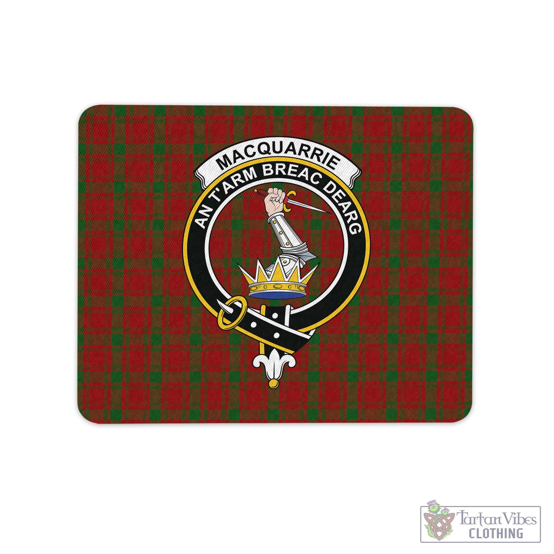 Tartan Vibes Clothing MacQuarrie Tartan Mouse Pad with Family Crest