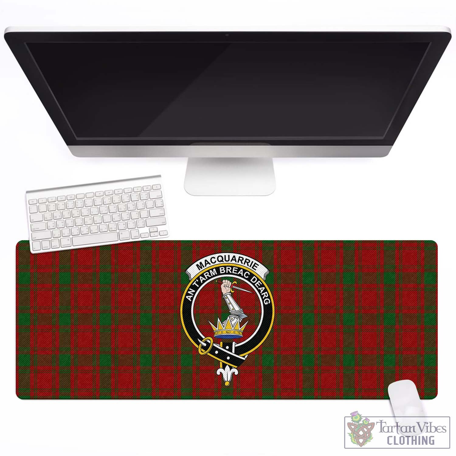 Tartan Vibes Clothing MacQuarrie Tartan Mouse Pad with Family Crest