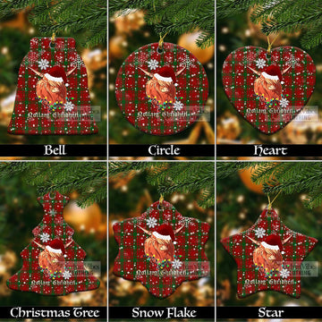 MacQuarrie (McQuarrie) Tartan Christmas Ceramic Ornaments with Twinkle Highland Cattle