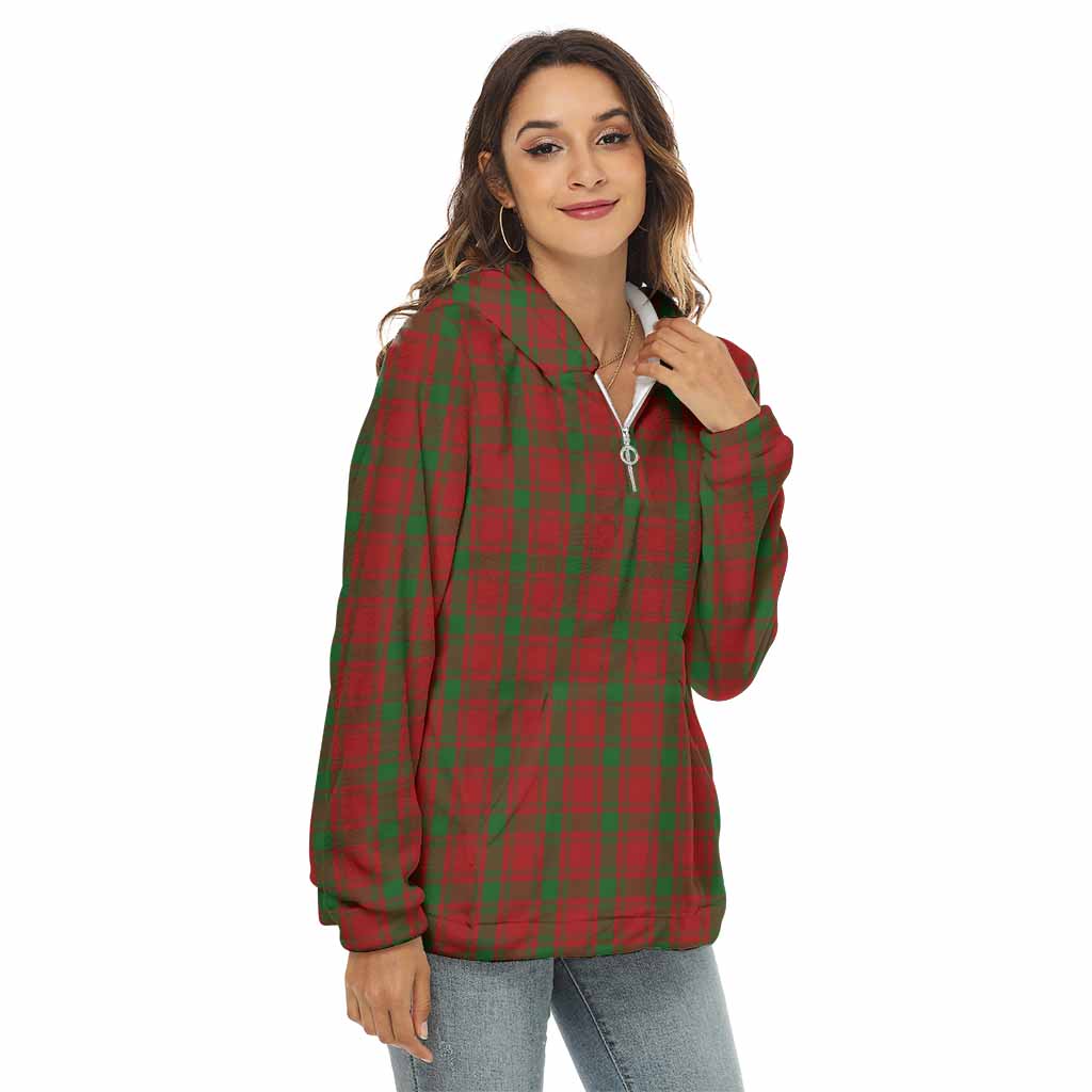 Tartan Vibes Clothing MacQuarrie (McQuarrie) Tartan Women's Borg  Half Zip Fleece Hoodie