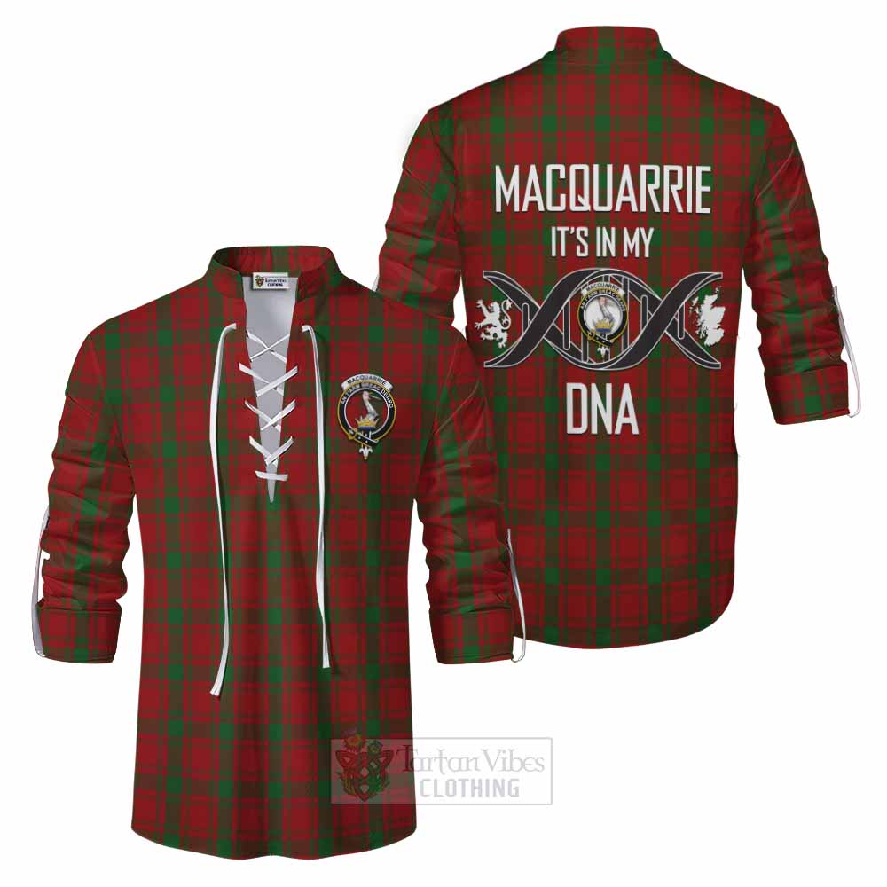 Tartan Vibes Clothing MacQuarrie (McQuarrie) Tartan Ghillie Kilt Shirt with Family Crest DNA In Me Style