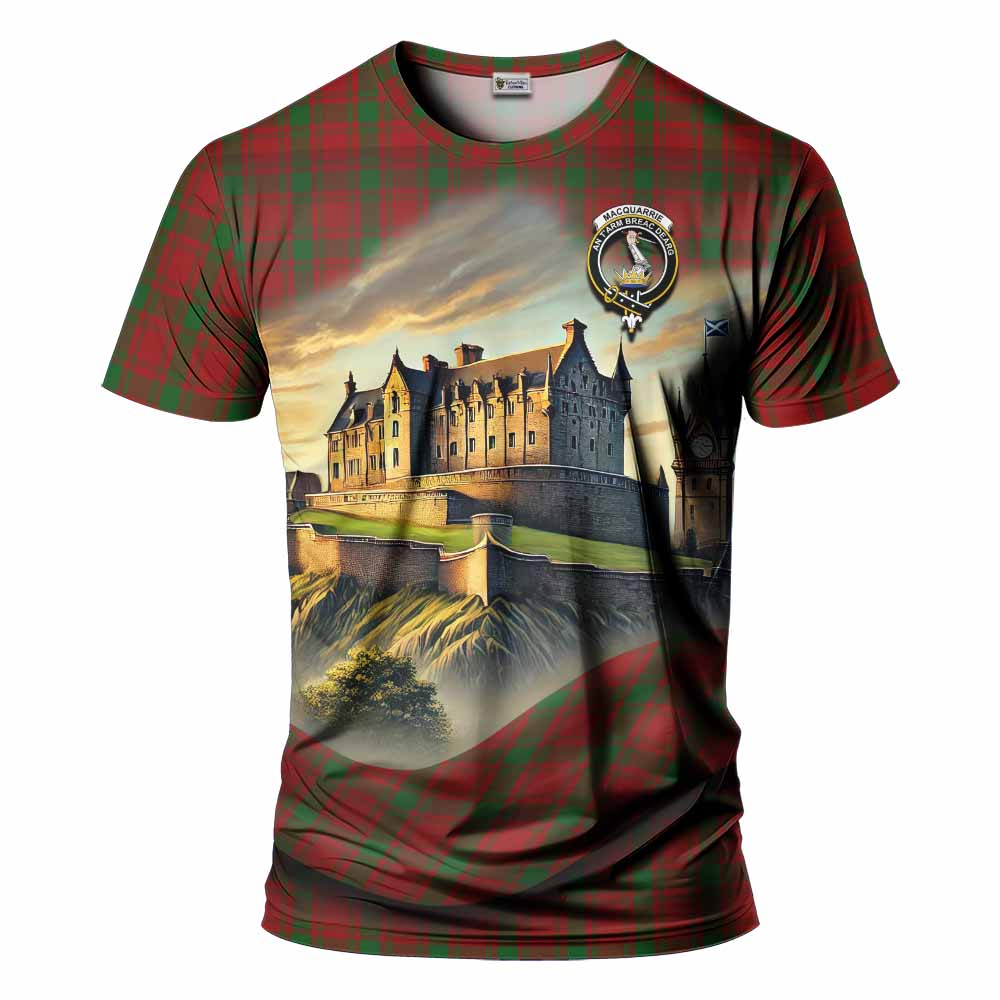 Tartan Vibes Clothing MacQuarrie (McQuarrie) Tartan Family Crest T-Shirt with Scottish Ancient Castle Stype