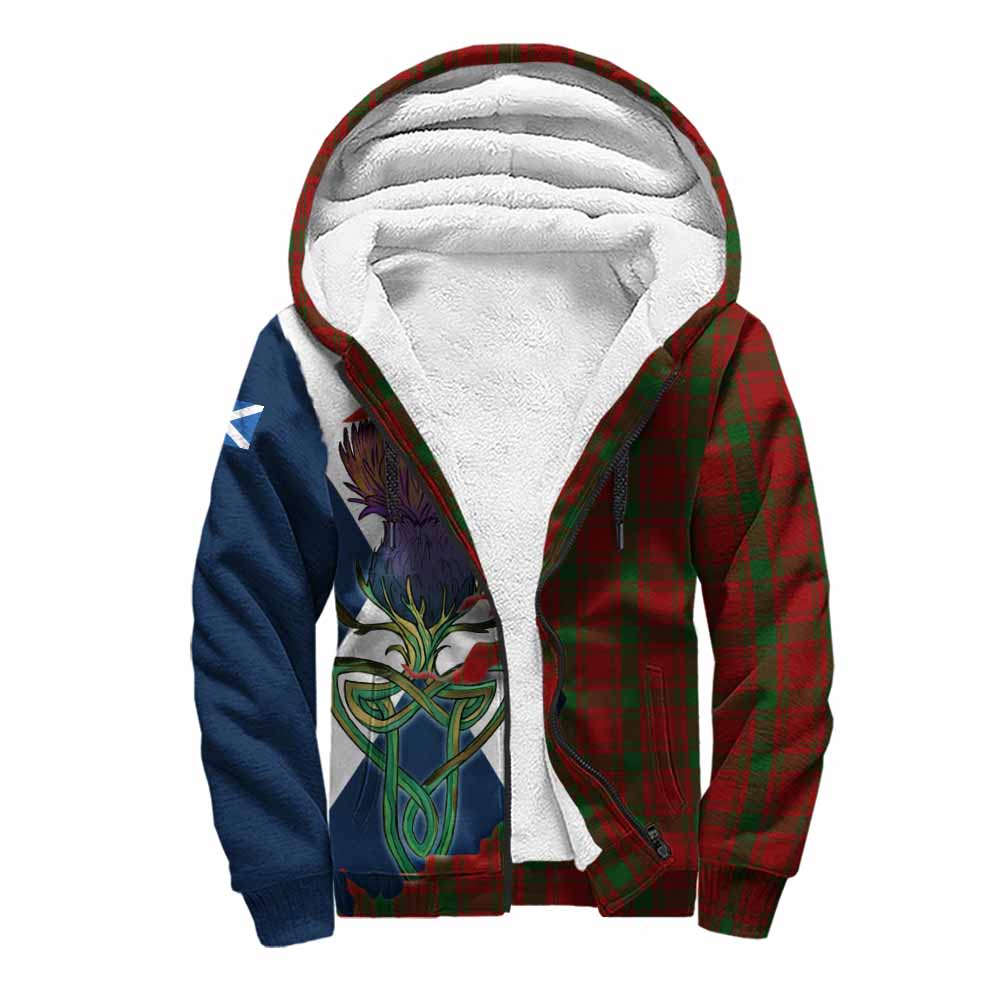 Tartan Vibes Clothing MacQuarrie (McQuarrie) Tartan Family Crest Sherpa Hoodie Scottish Thistle Celtic Inspired