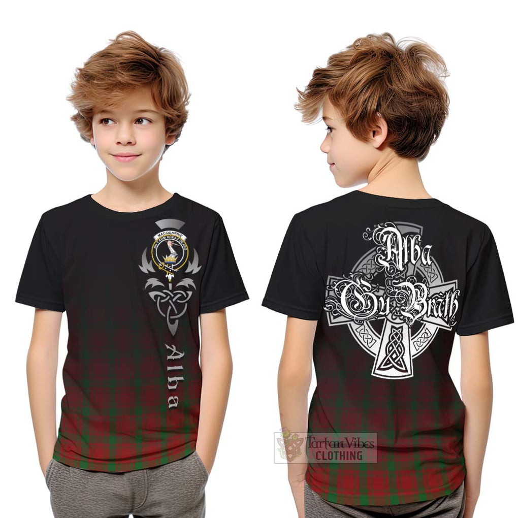 Tartan Vibes Clothing MacQuarrie (McQuarrie) Tartan Kid T-Shirt Featuring Alba Gu Brath Family Crest Celtic Inspired