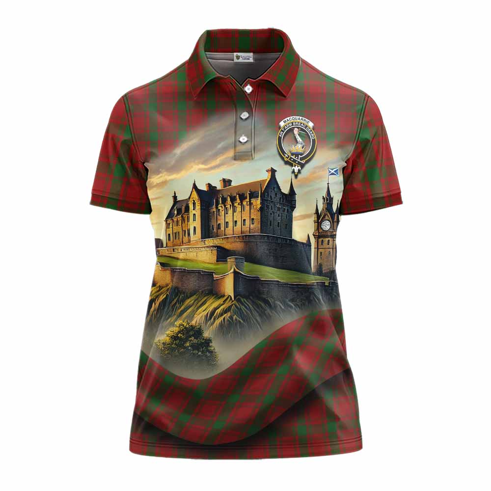 Tartan Vibes Clothing MacQuarrie (McQuarrie) Tartan Family Crest Women's Polo Shirt with Scottish Ancient Castle Stype
