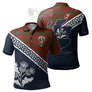 MacQuarrie (McQuarrie) Tartan Polo Shirt Featuring Thistle and Scotland Map