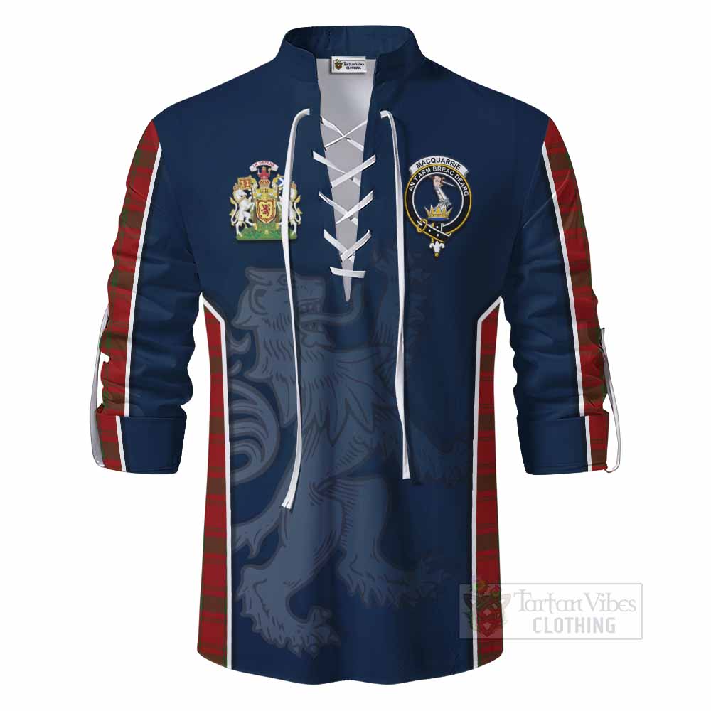 Tartan Vibes Clothing MacQuarrie (McQuarrie) Tartan Ghillie Kilt Shirt with Family Crest and Lion Rampant Vibes Sport Style