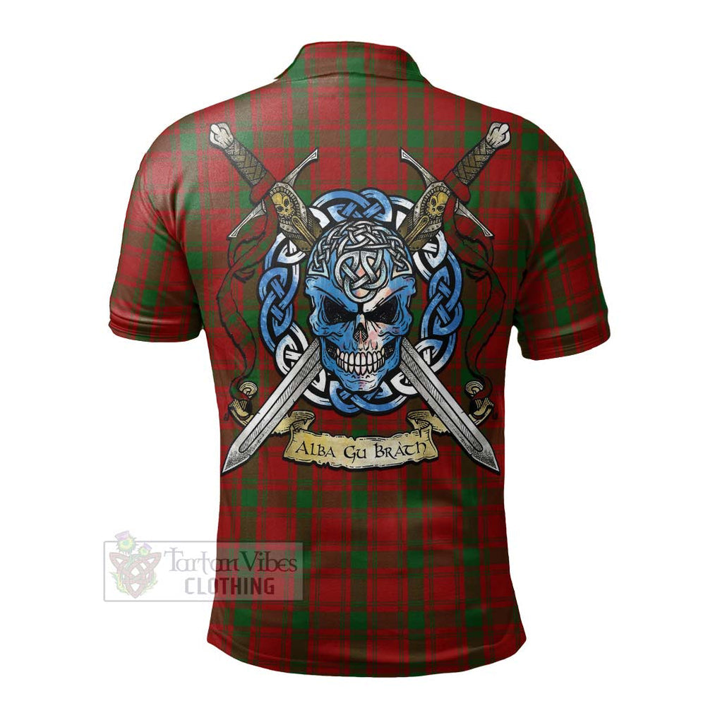 Tartan Vibes Clothing MacQuarrie (McQuarrie) Tartan Polo Shirt with Family Crest Celtic Skull Style