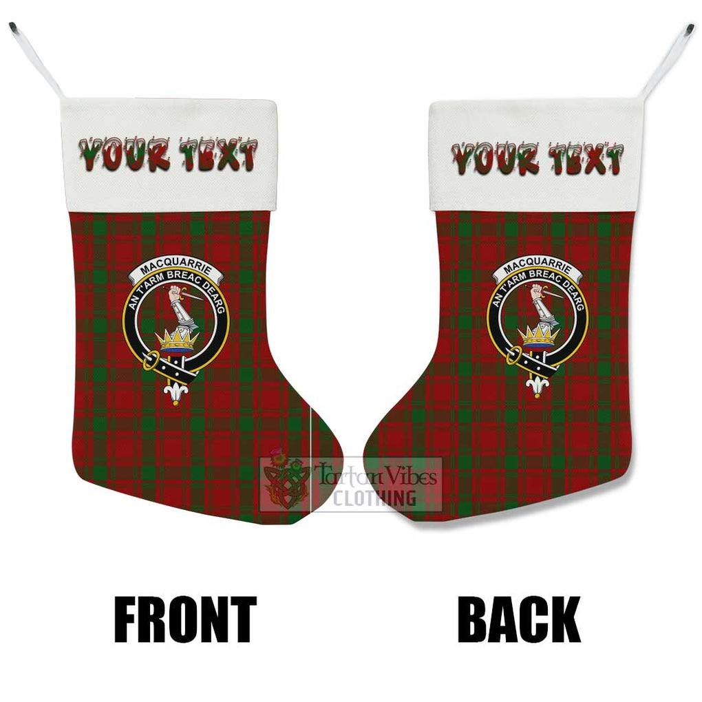 Tartan Vibes Clothing MacQuarrie (McQuarrie) Tartan Family Crest Christmas Stocking with Personalized Text