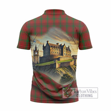 Tartan Vibes Clothing MacQuarrie (McQuarrie) Tartan Family Crest Zipper Polo Shirt with Scottish Ancient Castle Stype