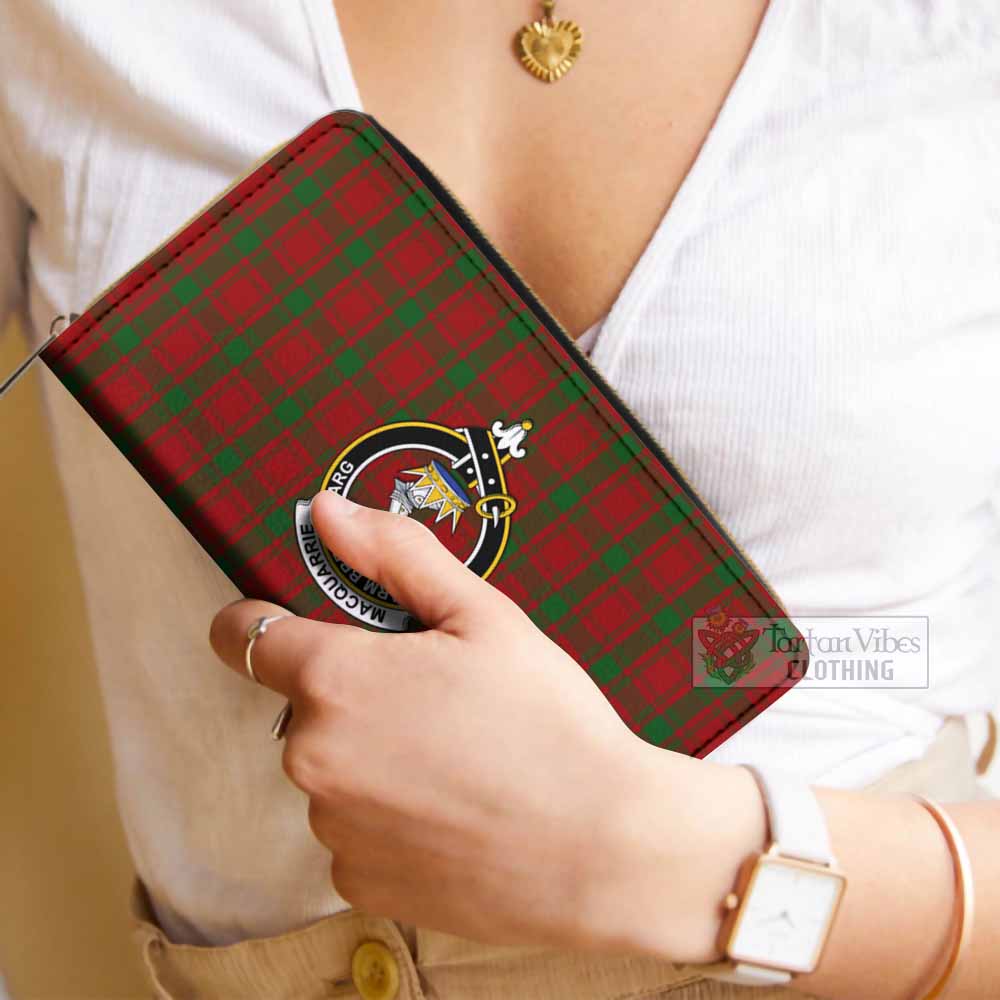 Tartan Vibes Clothing MacQuarrie (McQuarrie) Tartan Women's Leather Wallet with Family Crest