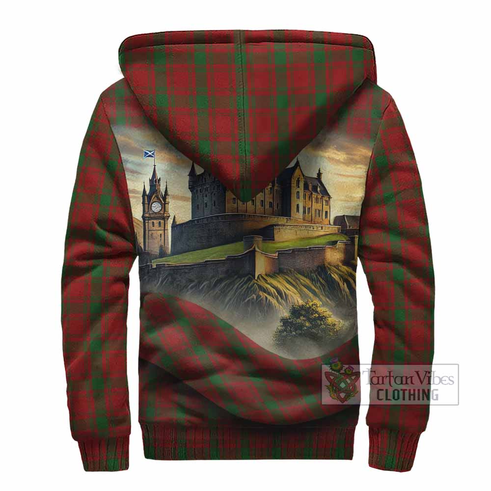 Tartan Vibes Clothing MacQuarrie (McQuarrie) Tartan Family Crest Sherpa Hoodie with Scottish Ancient Castle Style