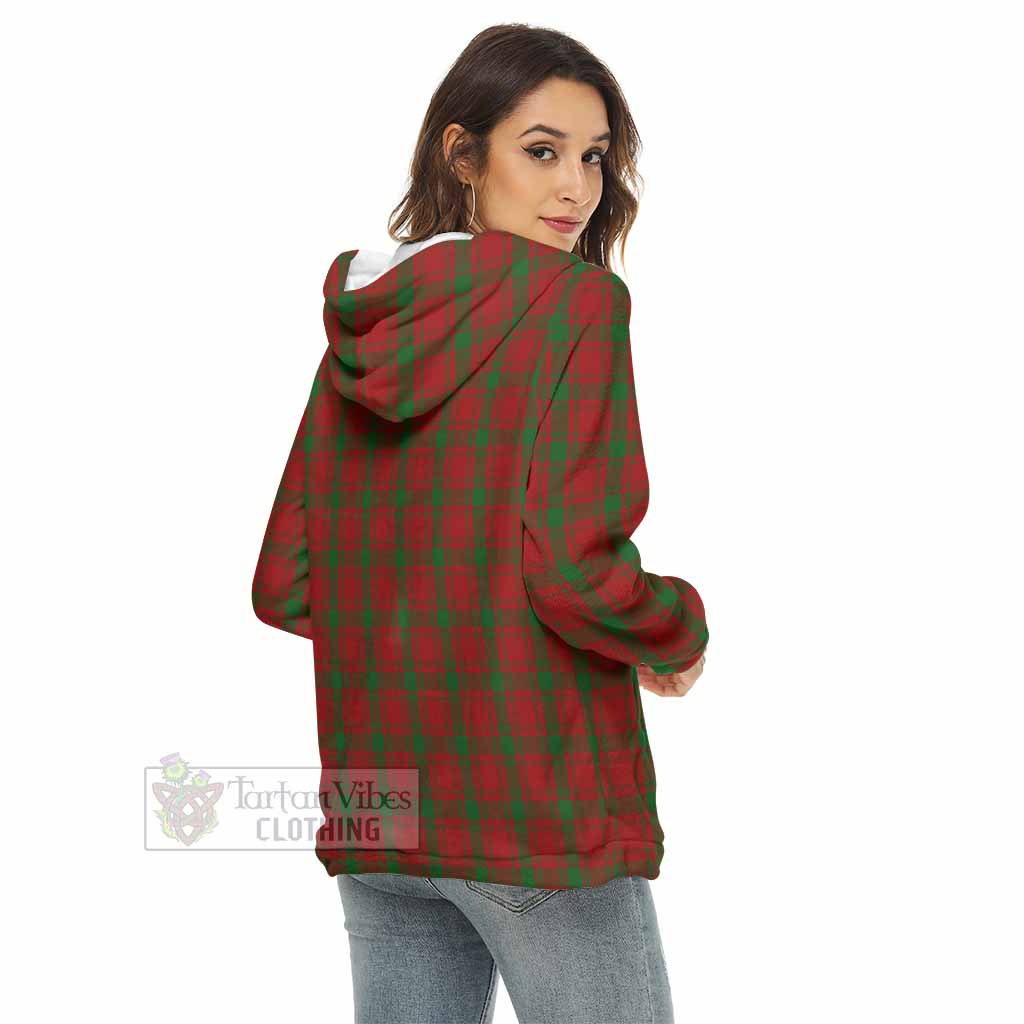 Tartan Vibes Clothing MacQuarrie (McQuarrie) Tartan Crest Women's Borg  Half Zip Fleece Hoodie