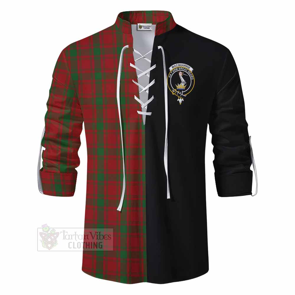 Tartan Vibes Clothing MacQuarrie (McQuarrie) Tartan Ghillie Kilt Shirt with Family Crest and Half Of Me Style