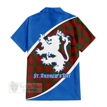 Tartan Vibes Clothing MacQuarrie (McQuarrie) Family Crest Tartan Short Sleeve Button Shirt Celebrate Saint Andrew's Day in Style