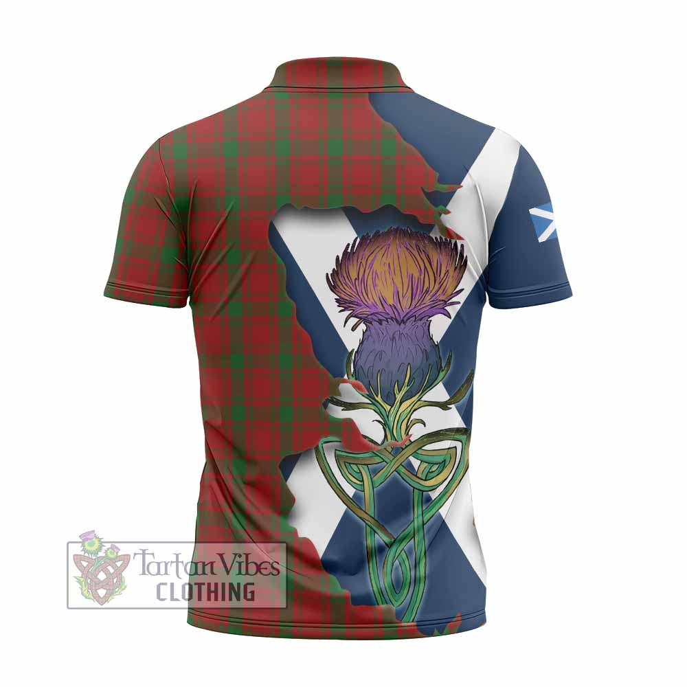 Tartan Vibes Clothing MacQuarrie (McQuarrie) Tartan Family Crest Zipper Polo Shirt Scottish Thistle Celtic Inspired