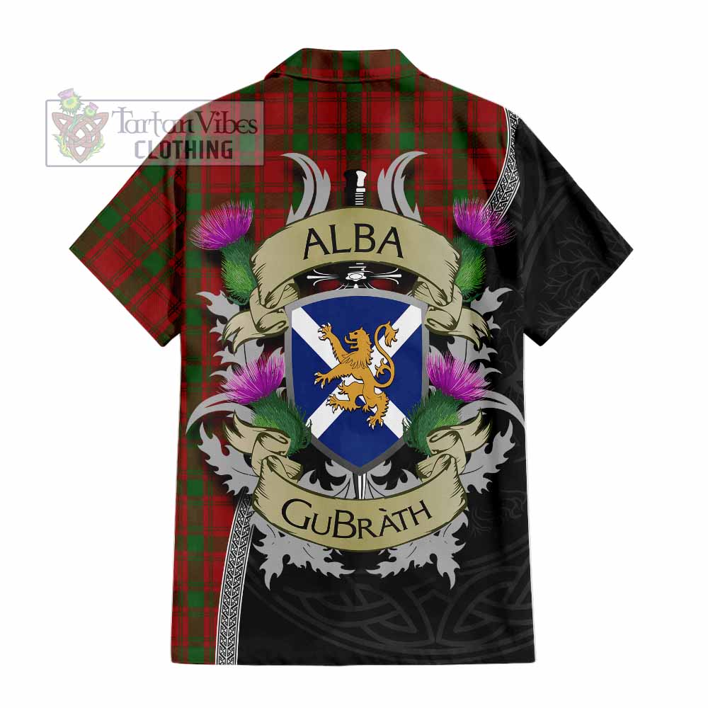 Tartan Vibes Clothing MacQuarrie (McQuarrie) Tartan Family Crest Short Sleeve Button Shirt Lion Rampant Royal Thistle Shield Celtic Inspired