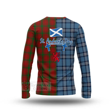 Tartan Vibes Clothing MacQuarrie (McQuarrie) Tartan Long Sleeve T-Shirt Happy St. Andrew's Day Half Tartan Style