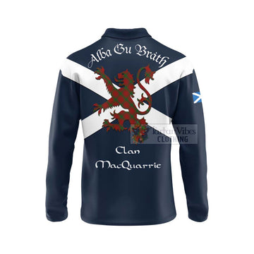 Tartan Vibes Clothing MacQuarrie (McQuarrie) Tartan Lion Rampant Long Sleeve Polo Shirt – Proudly Display Your Heritage with Alba Gu Brath and Clan Name