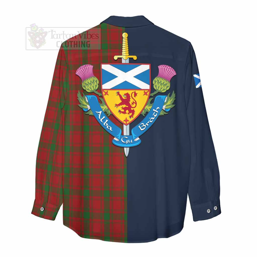 Tartan Vibes Clothing MacQuarrie (McQuarrie) Tartan Women's Casual Shirt Alba with Scottish Lion Royal Arm Half Style