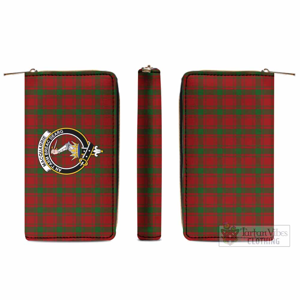 Tartan Vibes Clothing MacQuarrie (McQuarrie) Tartan Women's Leather Wallet with Family Crest