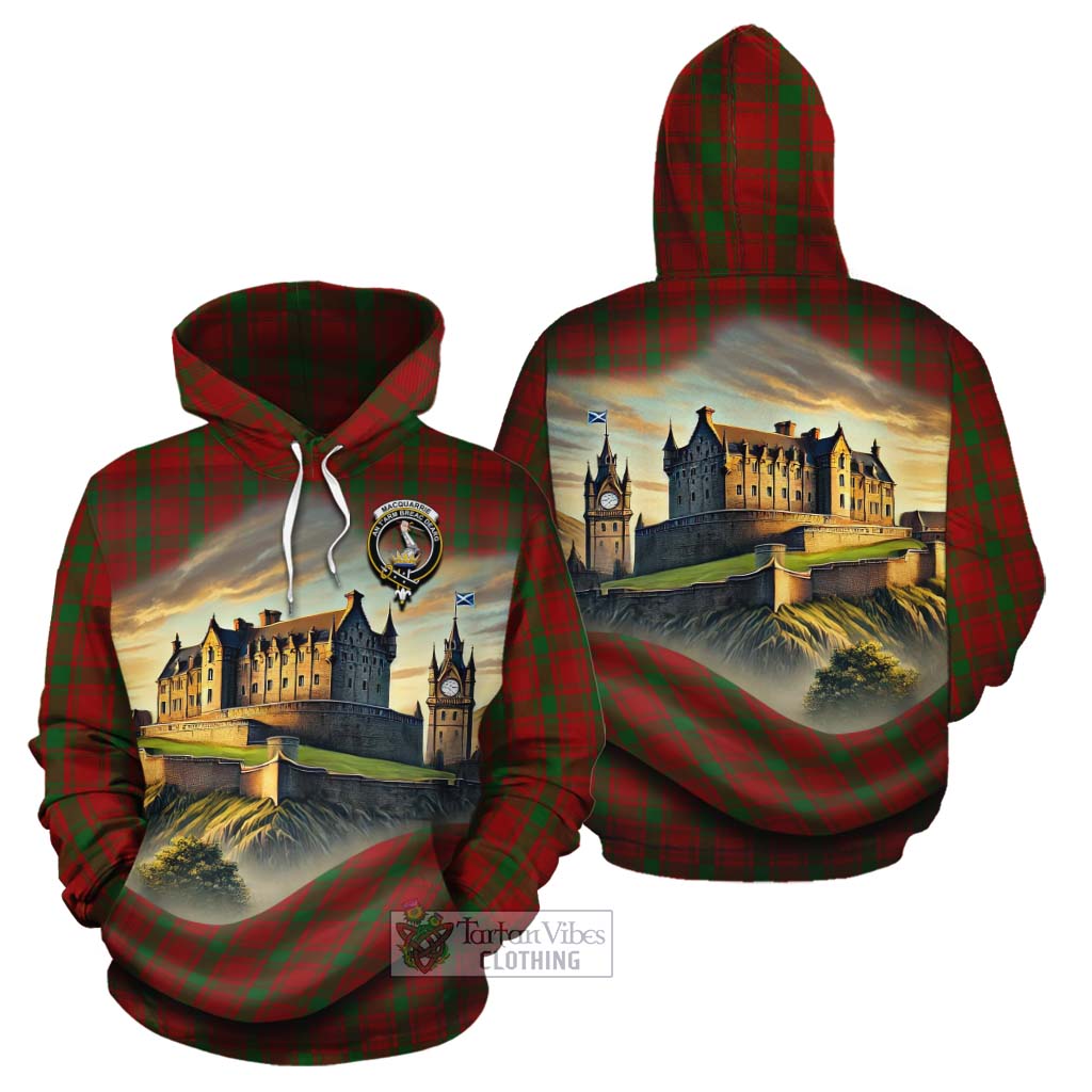 Tartan Vibes Clothing MacQuarrie (McQuarrie) Tartan Family Crest Cotton Hoodie with Scottish Ancient Castle Style