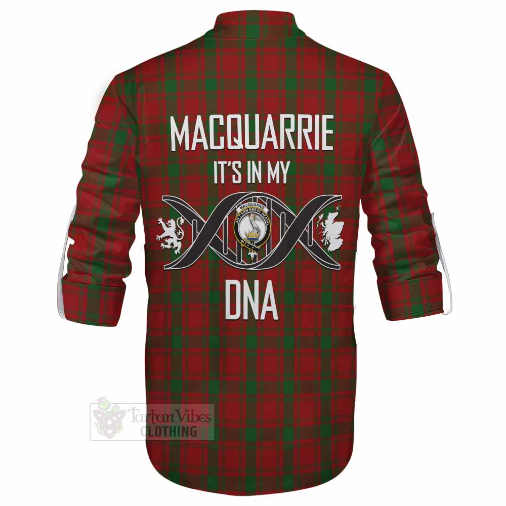 Tartan Vibes Clothing MacQuarrie (McQuarrie) Tartan Ghillie Kilt Shirt with Family Crest DNA In Me Style
