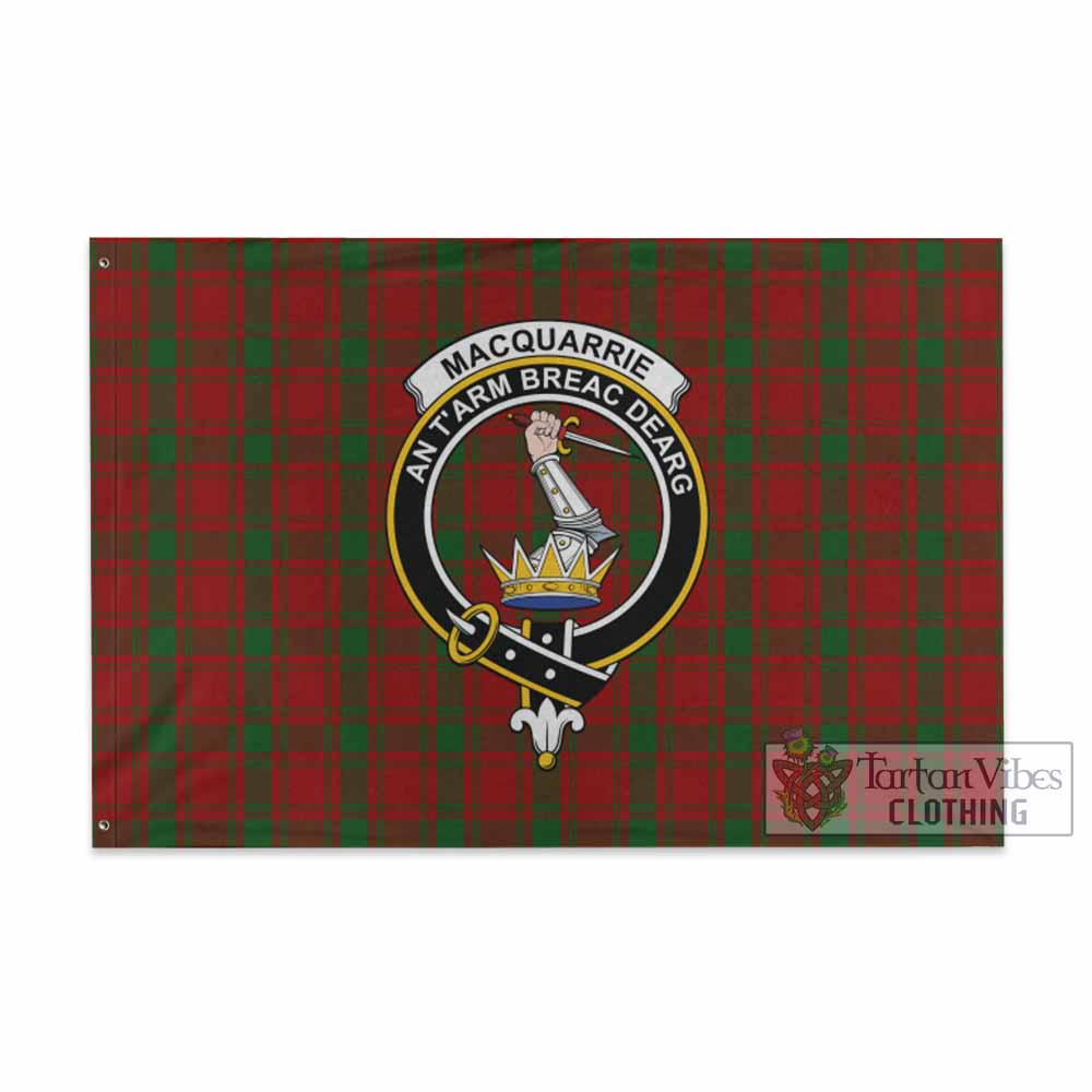 Tartan Vibes Clothing MacQuarrie (McQuarrie) Tartan House Flag with Family Crest