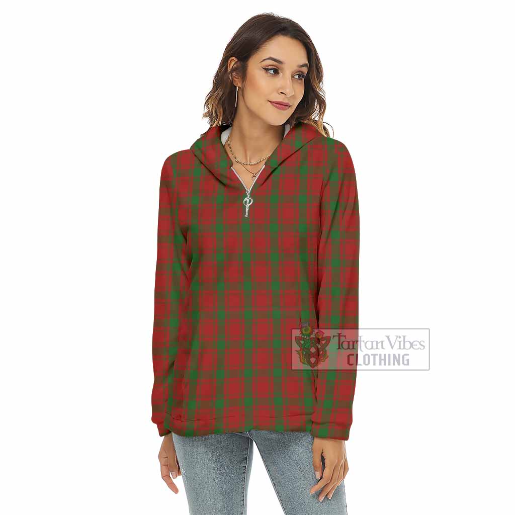 Tartan Vibes Clothing MacQuarrie (McQuarrie) Tartan Women's Borg  Half Zip Fleece Hoodie