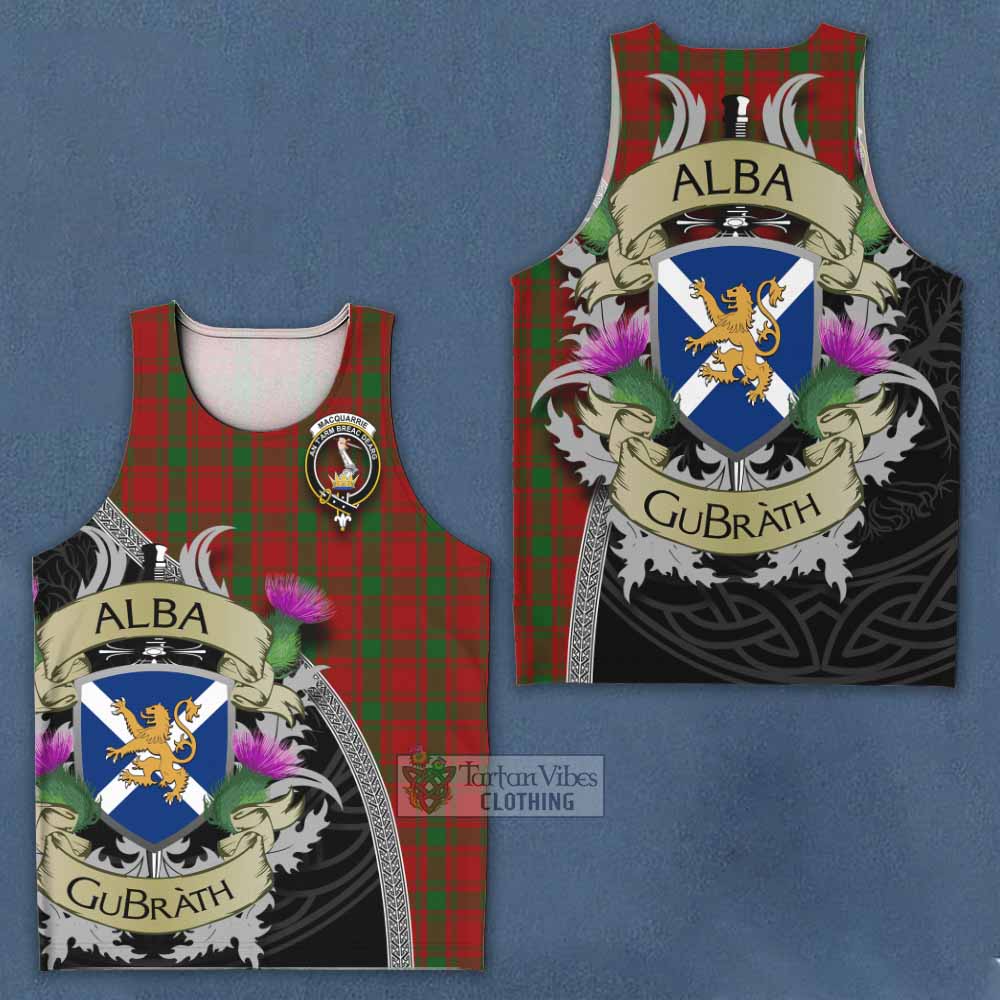 Tartan Vibes Clothing MacQuarrie (McQuarrie) Tartan Family Crest Men's Tank Top Lion Rampant Royal Thistle Shield Celtic Inspired