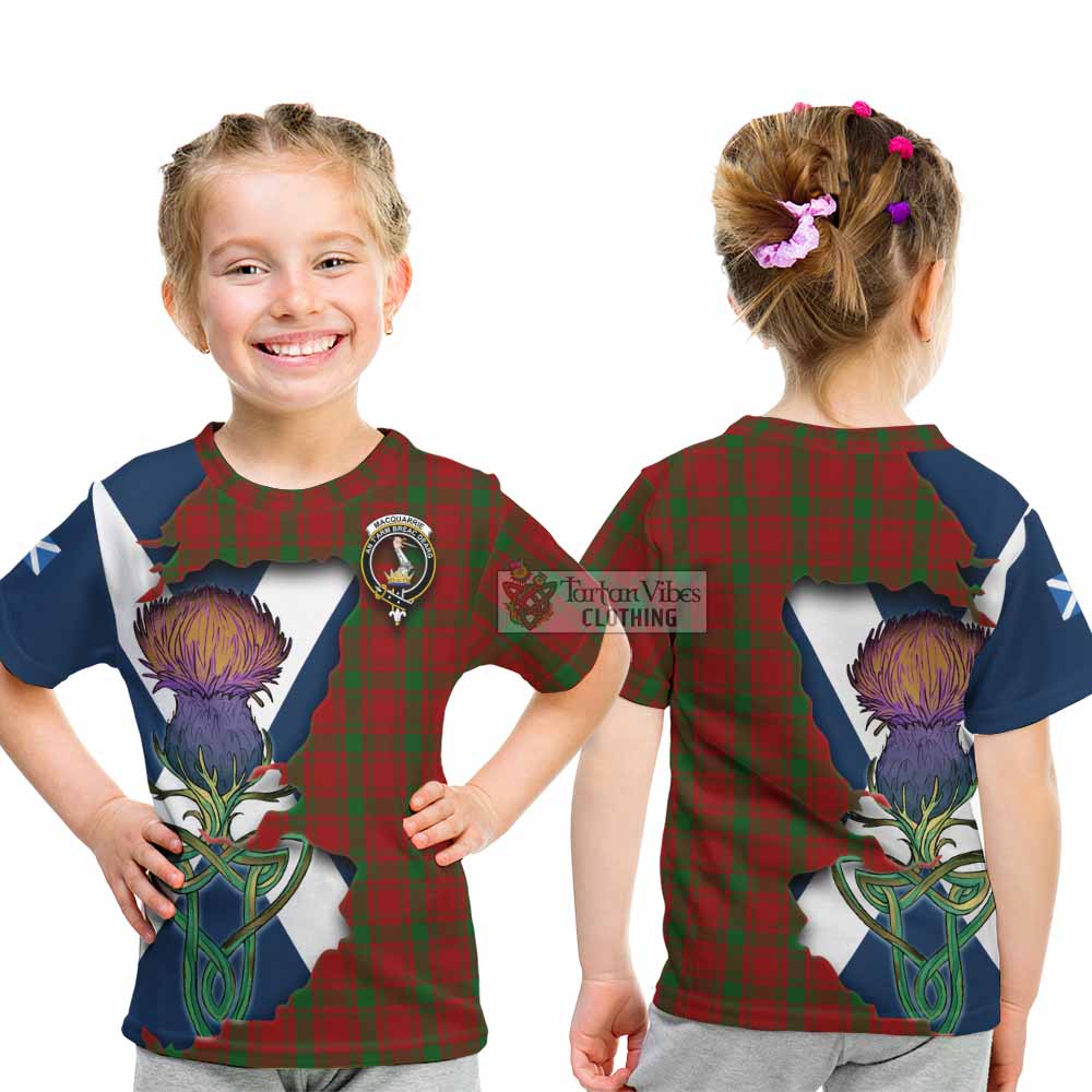 Tartan Vibes Clothing MacQuarrie (McQuarrie) Tartan Family Crest Kid T-Shirt Scottish Thistle Celtic Inspired
