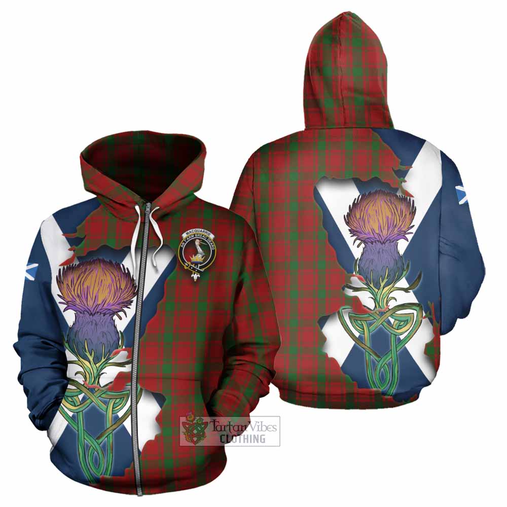 Tartan Vibes Clothing MacQuarrie (McQuarrie) Tartan Family Crest Hoodie Scottish Thistle Celtic Inspired