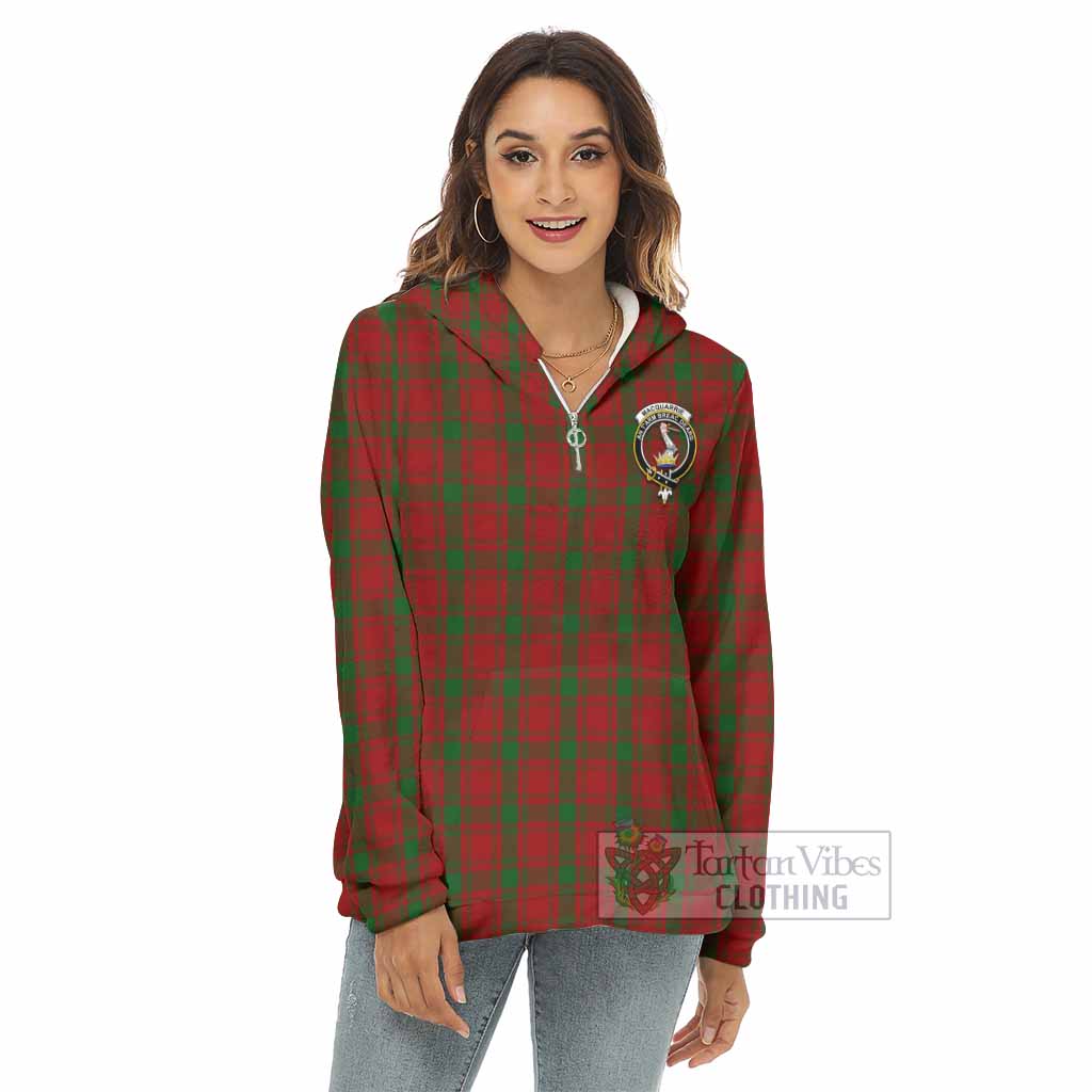 Tartan Vibes Clothing MacQuarrie (McQuarrie) Tartan Crest Women's Borg  Half Zip Fleece Hoodie