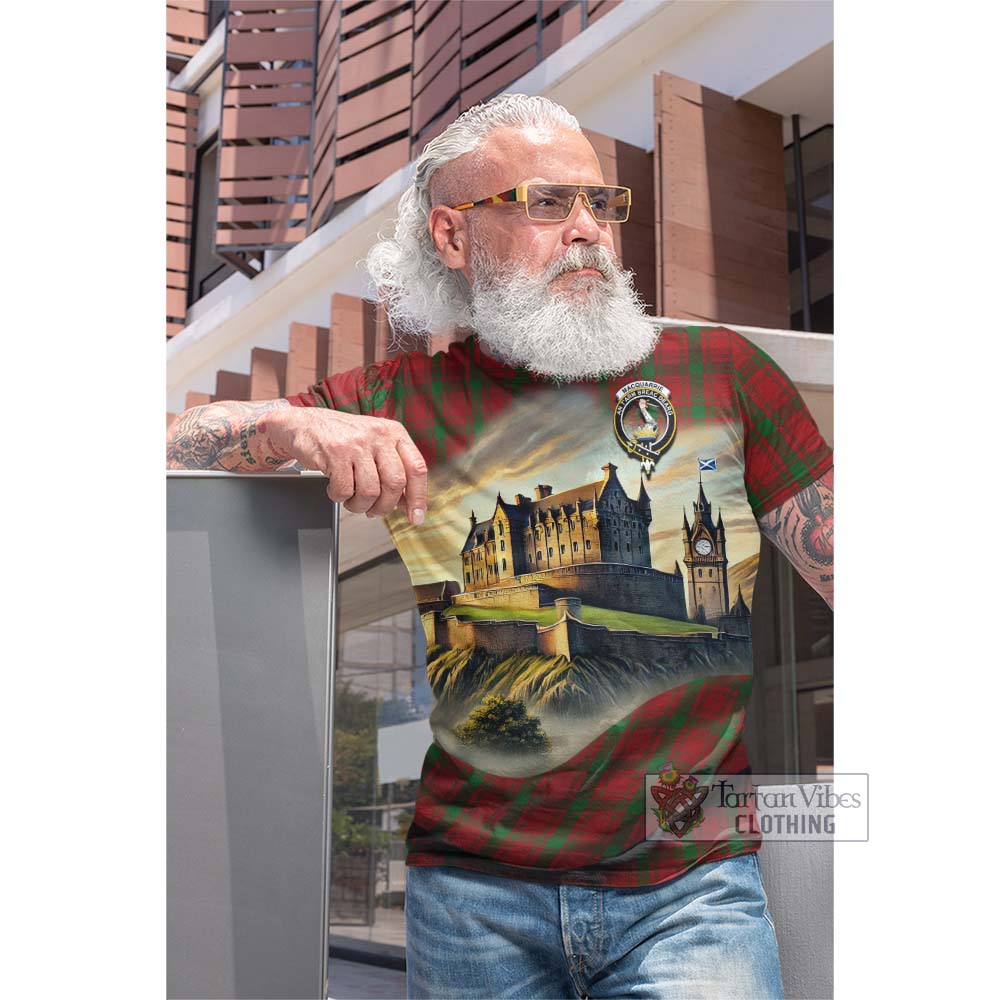 Tartan Vibes Clothing MacQuarrie (McQuarrie) Tartan Family Crest Cotton T-shirt with Scottish Ancient Castle Style