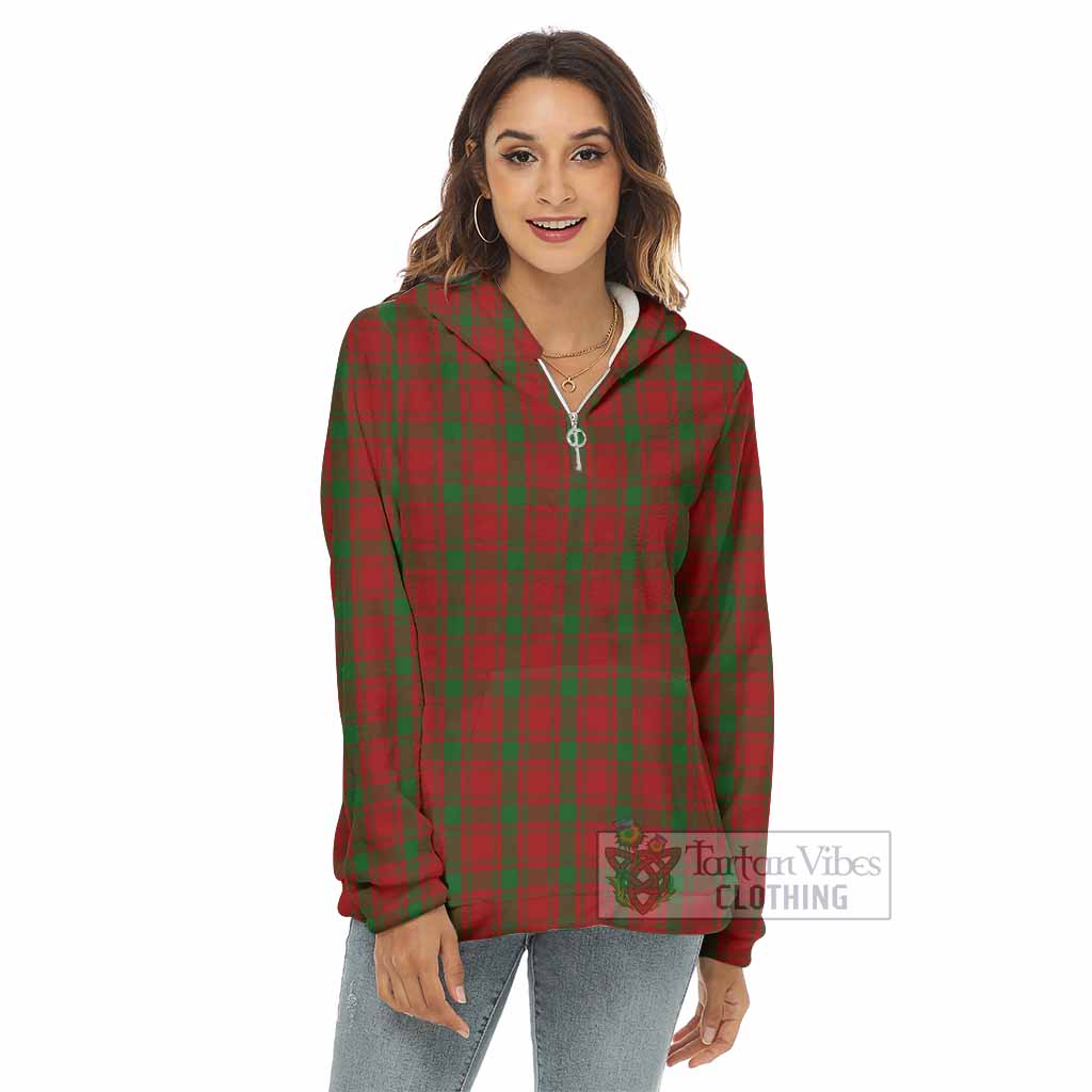 Tartan Vibes Clothing MacQuarrie (McQuarrie) Tartan Women's Borg  Half Zip Fleece Hoodie