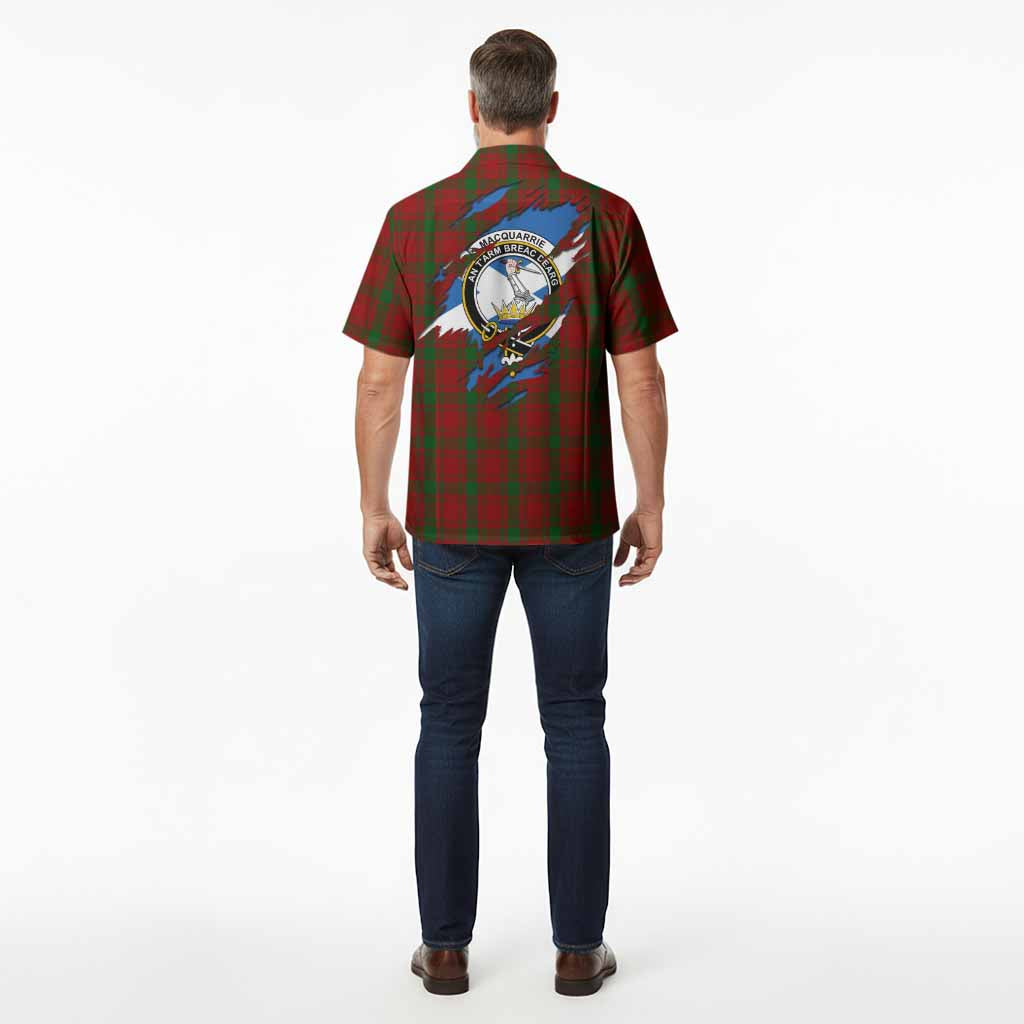 MacQuarrie (McQuarrie) Clan Crest In Me Tartan Hawaiian Shirt Scotland Flag Style