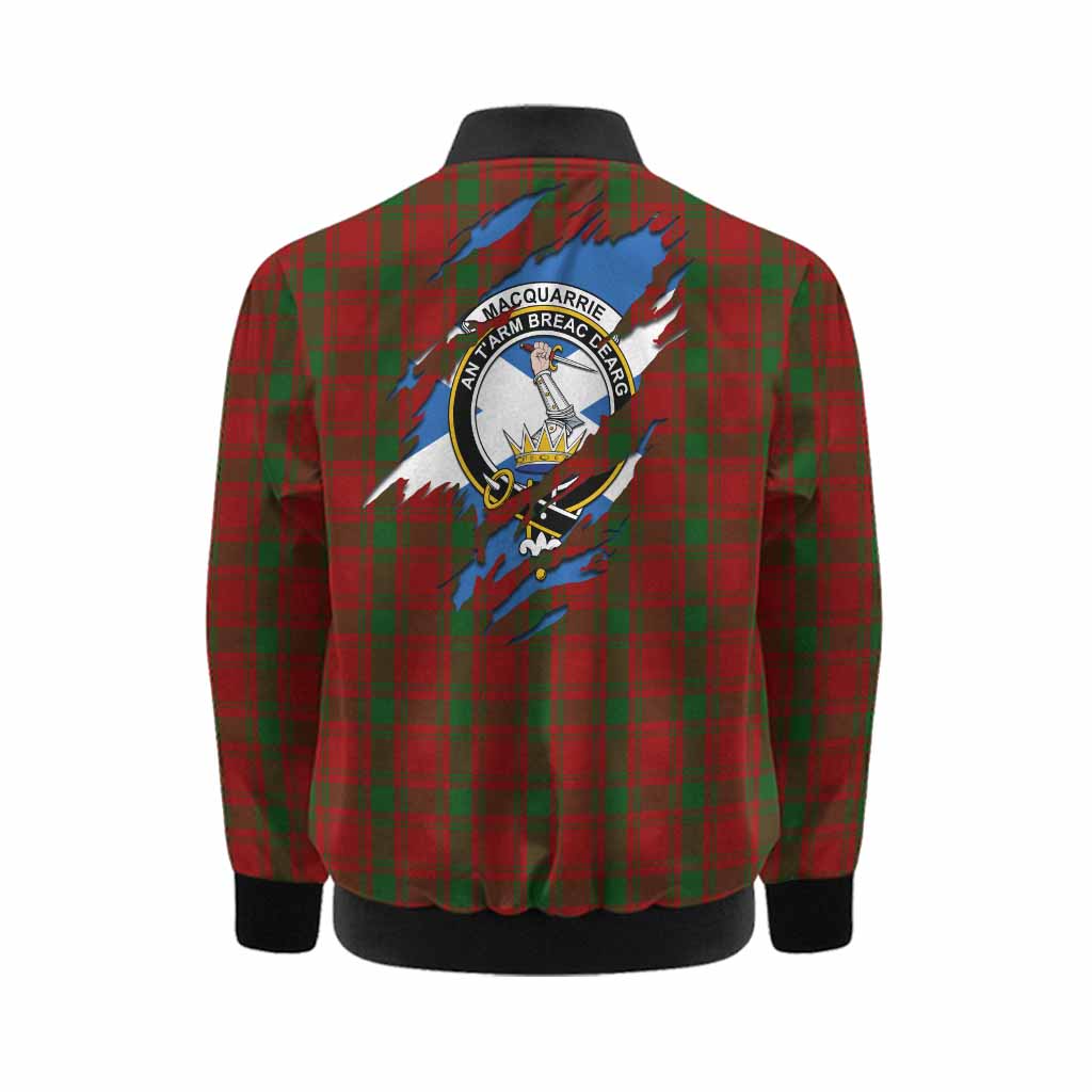 MacQuarrie (McQuarrie) Clan Crest In Me Tartan Kid Bomber Jacket Scotland Flag Style