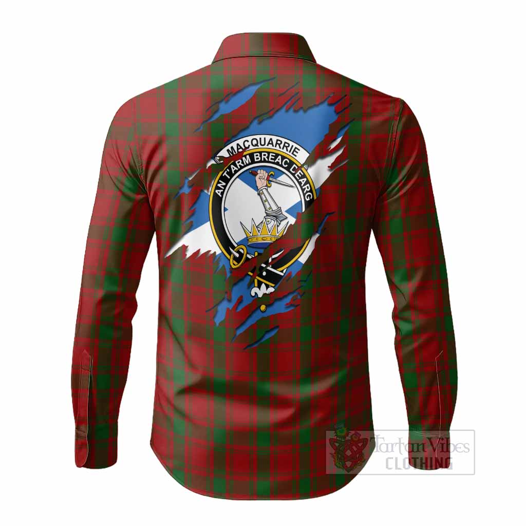 MacQuarrie (McQuarrie) Clan Crest In Me Tartan Long Sleeve Button Shirts Scotland Flag Style