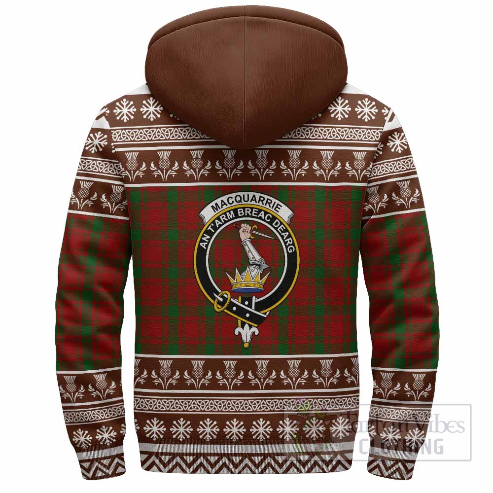 MacQuarrie (McQuarrie) Clan Tartan Christmas Fleece Hoodie with Family Crest - Tartan Vibes Clothing