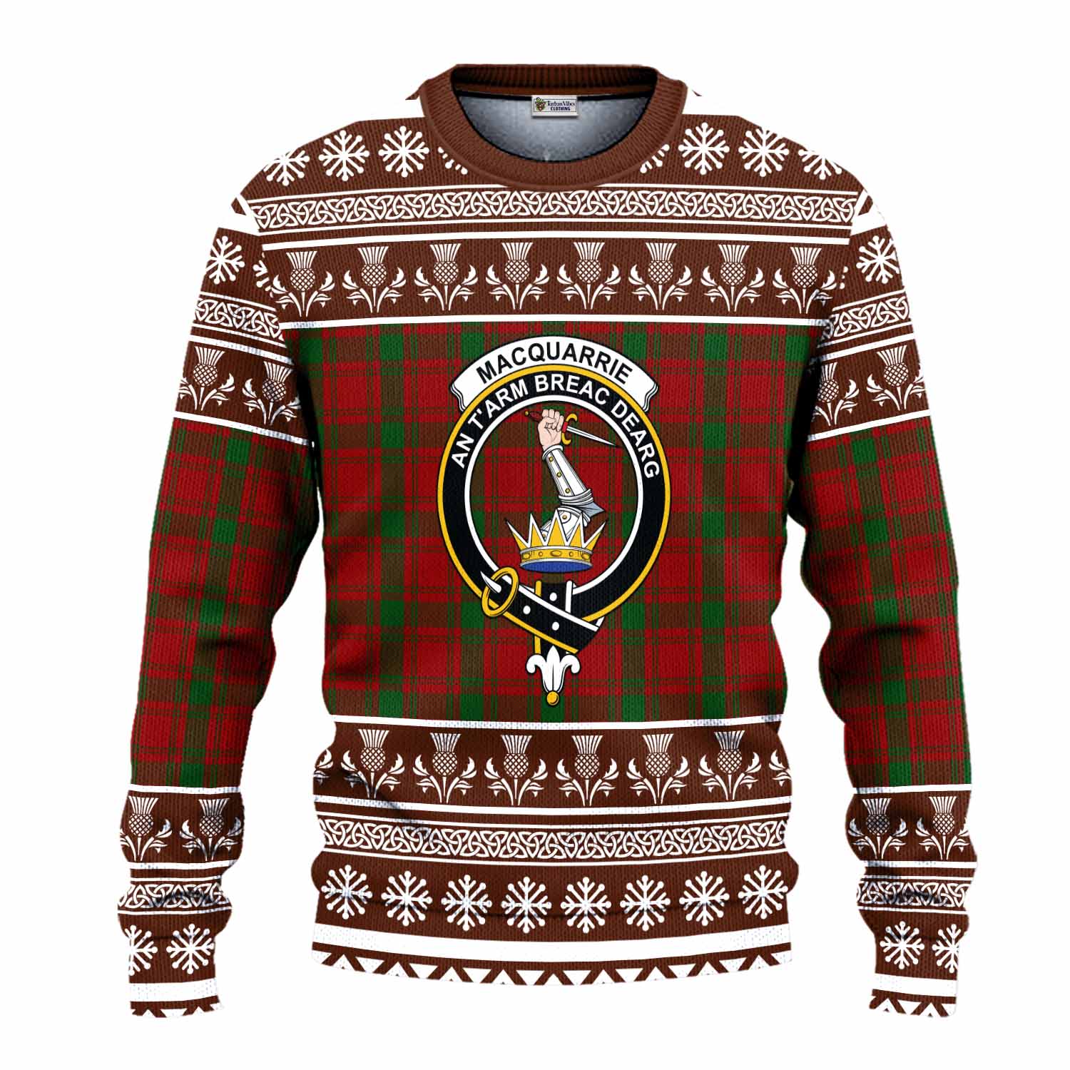 MacQuarrie (McQuarrie) Clan Tartan Christmas Ugly Sweater with Family Crest - Tartan Vibes Clothing
