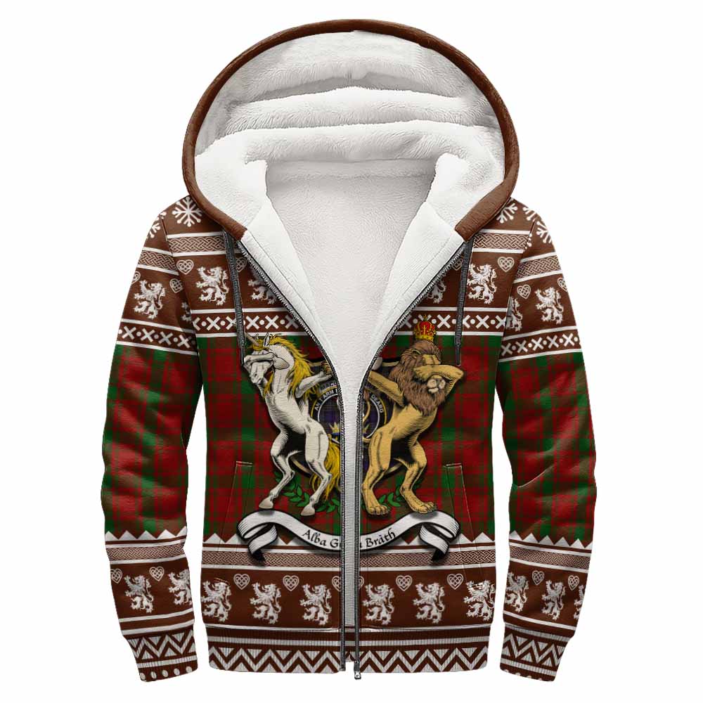 MacQuarrie (McQuarrie) Clan Tartan Crest Christmas Fleece Hoodie Coat of Arms Funny Style - Tartan Vibes Clothing
