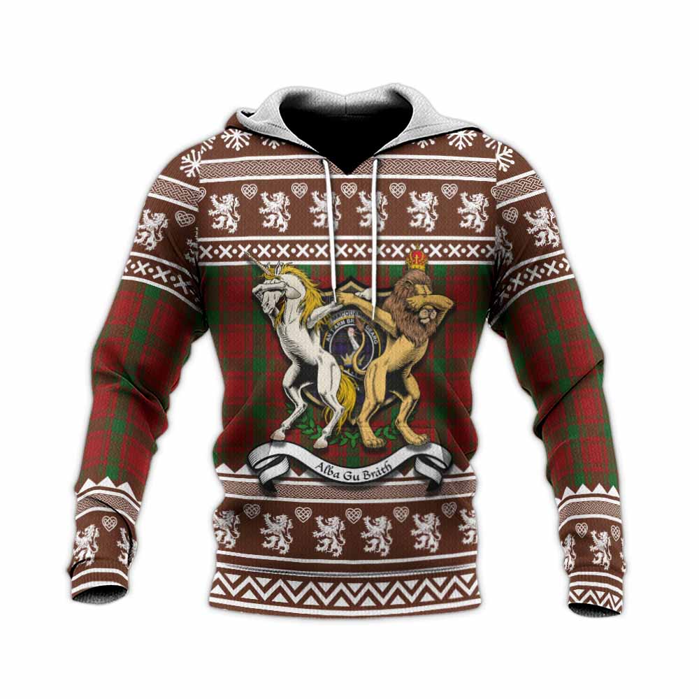MacQuarrie (McQuarrie) Clan Tartan Crest Christmas Knitted Hoodie Coat of Arms Funny Style - Tartan Vibes Clothing